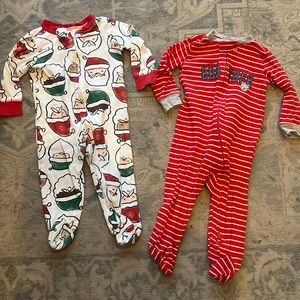 2 carters PJs with zipper and footies